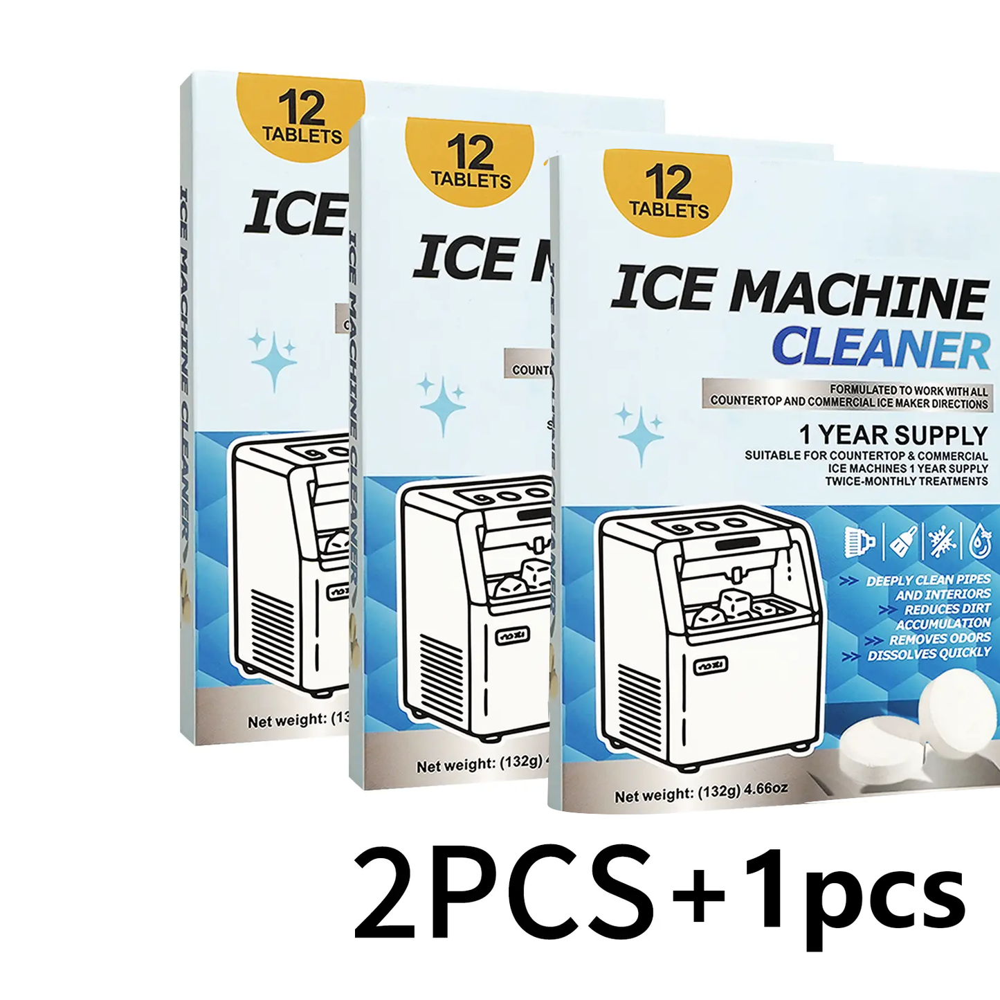 🧊Ice Maker Cleaning Tablets, Effective Descaling Tabs to Remove Scale & Odor, Safe for All Standalone Ice Mach