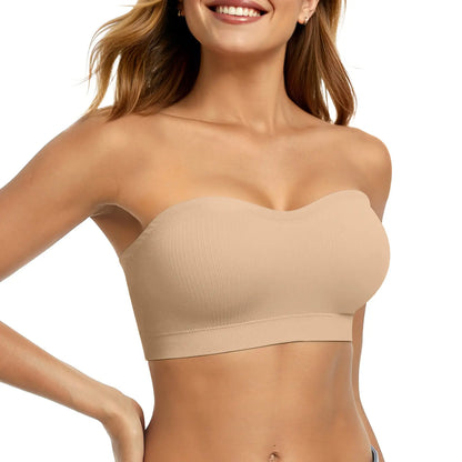 👙Women Non-Slip Bandeau Bra – Seamless Wireless Tube Top, Strapless with Convertible Straps