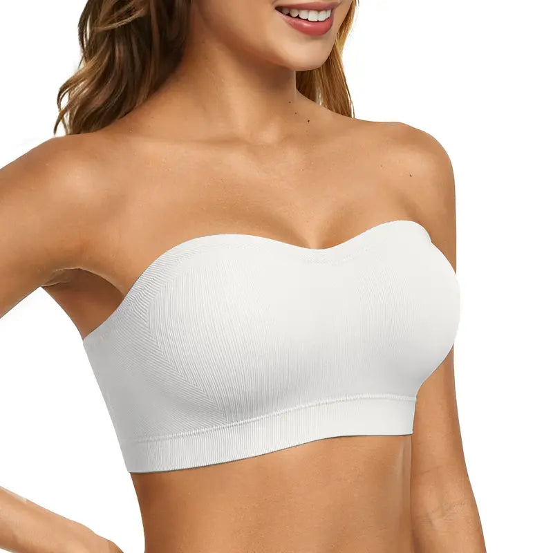 👙Women Non-Slip Bandeau Bra – Seamless Wireless Tube Top, Strapless with Convertible Straps