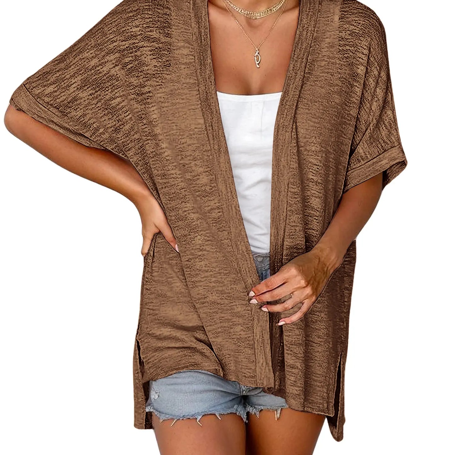 🏖️Women's Lightweight Cardigan – Oversized 2026 Summer Short Sleeve Open Front Beach Cover-Up