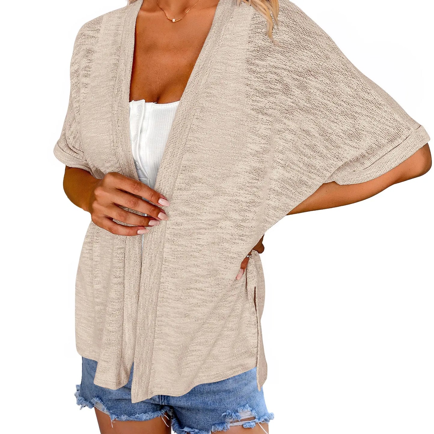 🏖️Women's Lightweight Cardigan – Oversized 2026 Summer Short Sleeve Open Front Beach Cover-Up