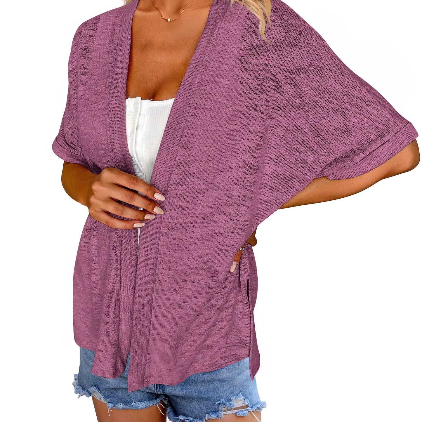 🏖️Women's Lightweight Cardigan – Oversized 2026 Summer Short Sleeve Open Front Beach Cover-Up
