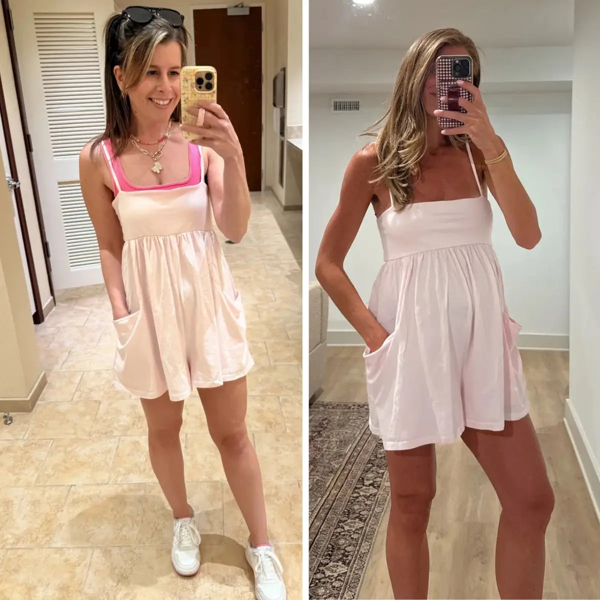 👗 Summer Strappy Romper – 95% Cotton Oversized Square Neck Backless Jumpsuit with Pockets