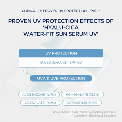 Hyalu-Cica Water-Fit Sun Serum – 50ml OTC Lightweight Sunscreen