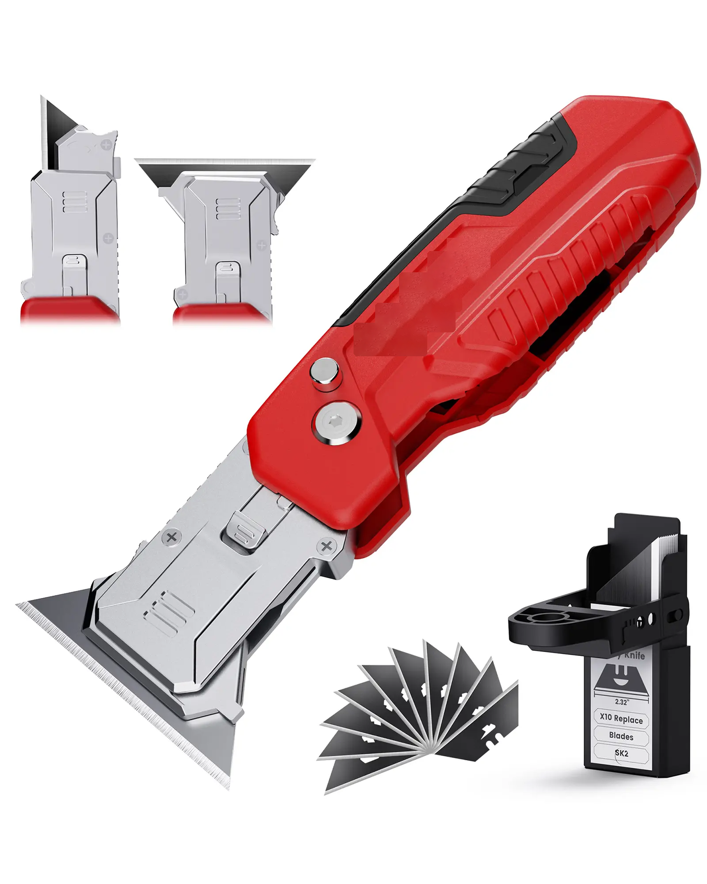 2-in-1 Utility Knife Scraper – Folding Utility Tool with 3 SK2 Blades