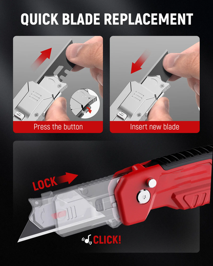 2-in-1 Utility Knife Scraper – Folding Utility Tool with 3 SK2 Blades