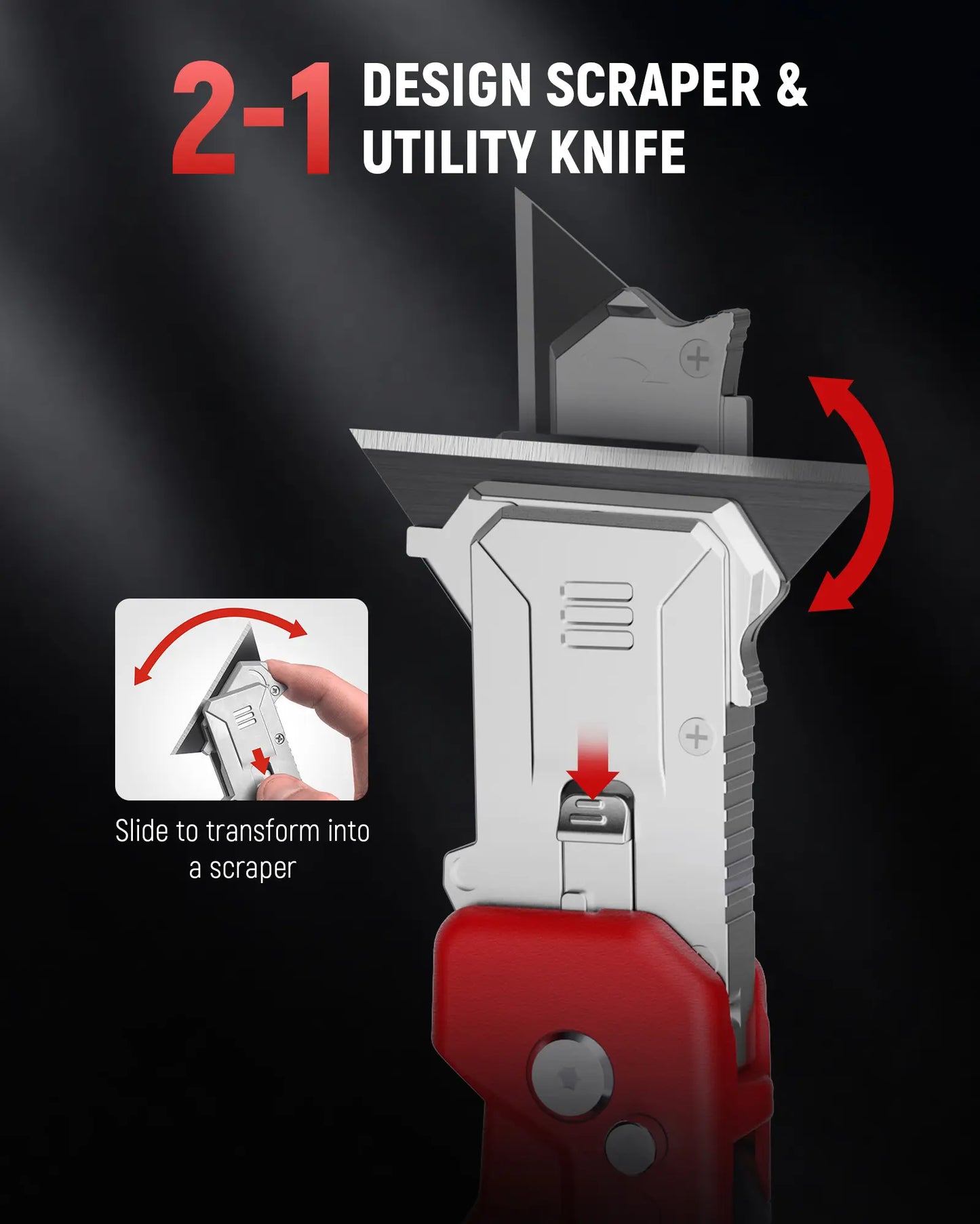 2-in-1 Utility Knife Scraper – Folding Utility Tool with 3 SK2 Blades