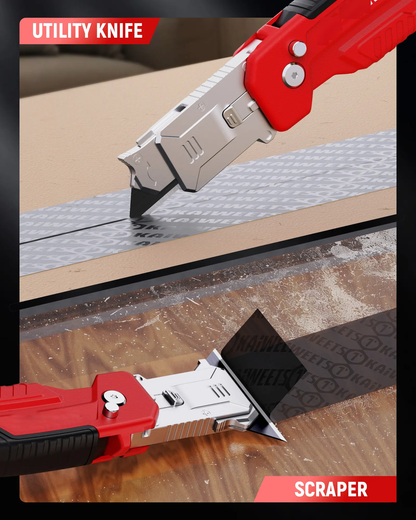2-in-1 Utility Knife Scraper – Folding Utility Tool with 3 SK2 Blades