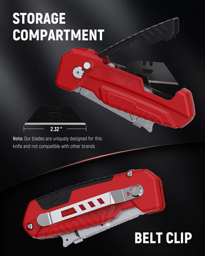 2-in-1 Utility Knife Scraper – Folding Utility Tool with 3 SK2 Blades