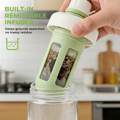 SUSTEAS Reusable Portable Cold Brew Coffee Tumbler – 800ml with Digital Scale & Dual-Function Tea Filter Net