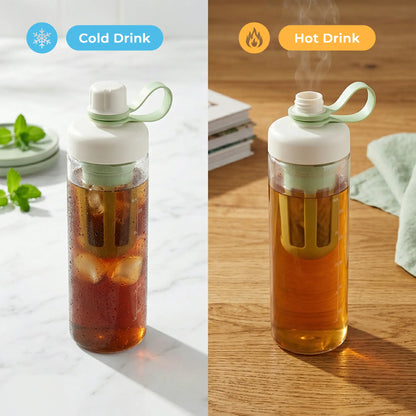 SUSTEAS Reusable Portable Cold Brew Coffee Tumbler – 800ml with Digital Scale & Dual-Function Tea Filter Net
