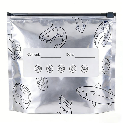 Reusable Aluminum Foil Sealable Storage Bags – Airtight Resealable Zipper Pouches with Stand-Up Bottom & Label