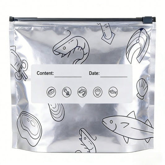 Reusable Aluminum Foil Sealable Storage Bags – Airtight Resealable Zipper Pouches with Stand-Up Bottom & Label