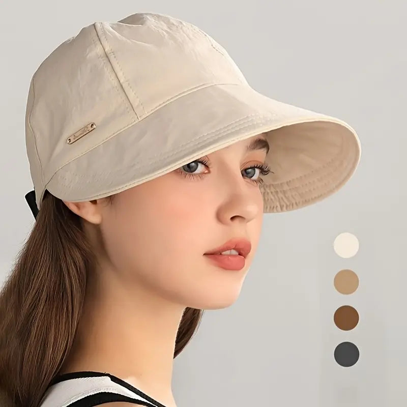 Women's Wide Brim Sun Visor Hat – UPF 50+ Open Top Cap for Ponytails, Golf & Beach