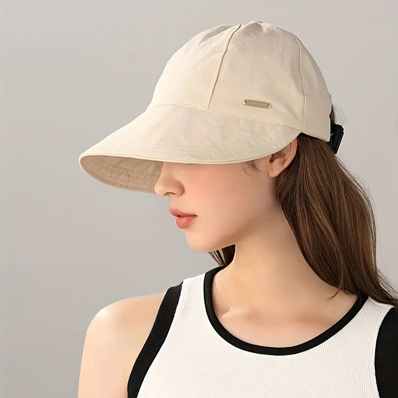 Women's Wide Brim Sun Visor Hat – UPF 50+ Open Top Cap for Ponytails, Golf & Beach