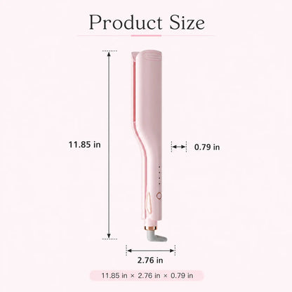 💖 25mm Deep Wave Hair Waver, Adjustable Heat Ceramic Crimper, Dual Voltage Travel Curler, Pink Styling Gift for Women