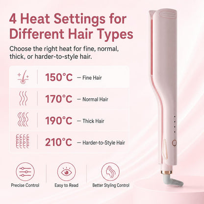 💖 25mm Deep Wave Hair Waver, Adjustable Heat Ceramic Crimper, Dual Voltage Travel Curler, Pink Styling Gift for Women