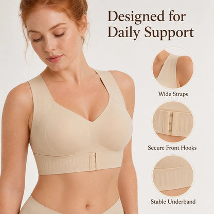 Women's Beige Wireless Bra – Soft Breathable Non-Removable Moulded Cups, Yoga & Daily Training