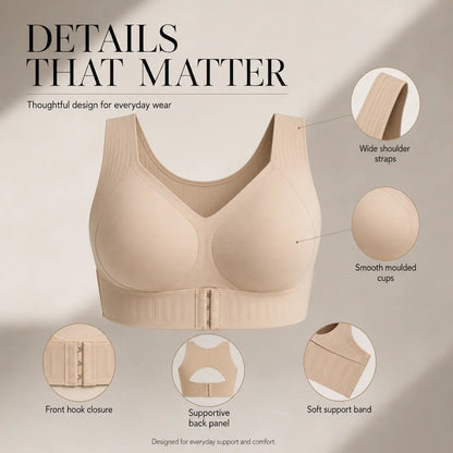 Women's Beige Wireless Bra – Soft Breathable Non-Removable Moulded Cups, Yoga & Daily Training