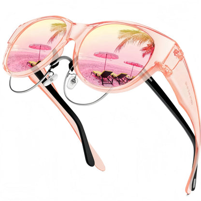 Women's Fit-Over Prescription Sunglasses – Oversized Square Full-Rim Plastic Frames, UV400 Protection