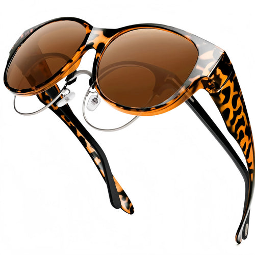 Women's Fit-Over Prescription Sunglasses – Oversized Square Full-Rim Plastic Frames, UV400 Protection
