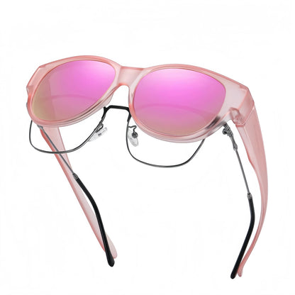Women's Fit-Over Prescription Sunglasses – Oversized Square Full-Rim Plastic Frames, UV400 Protection