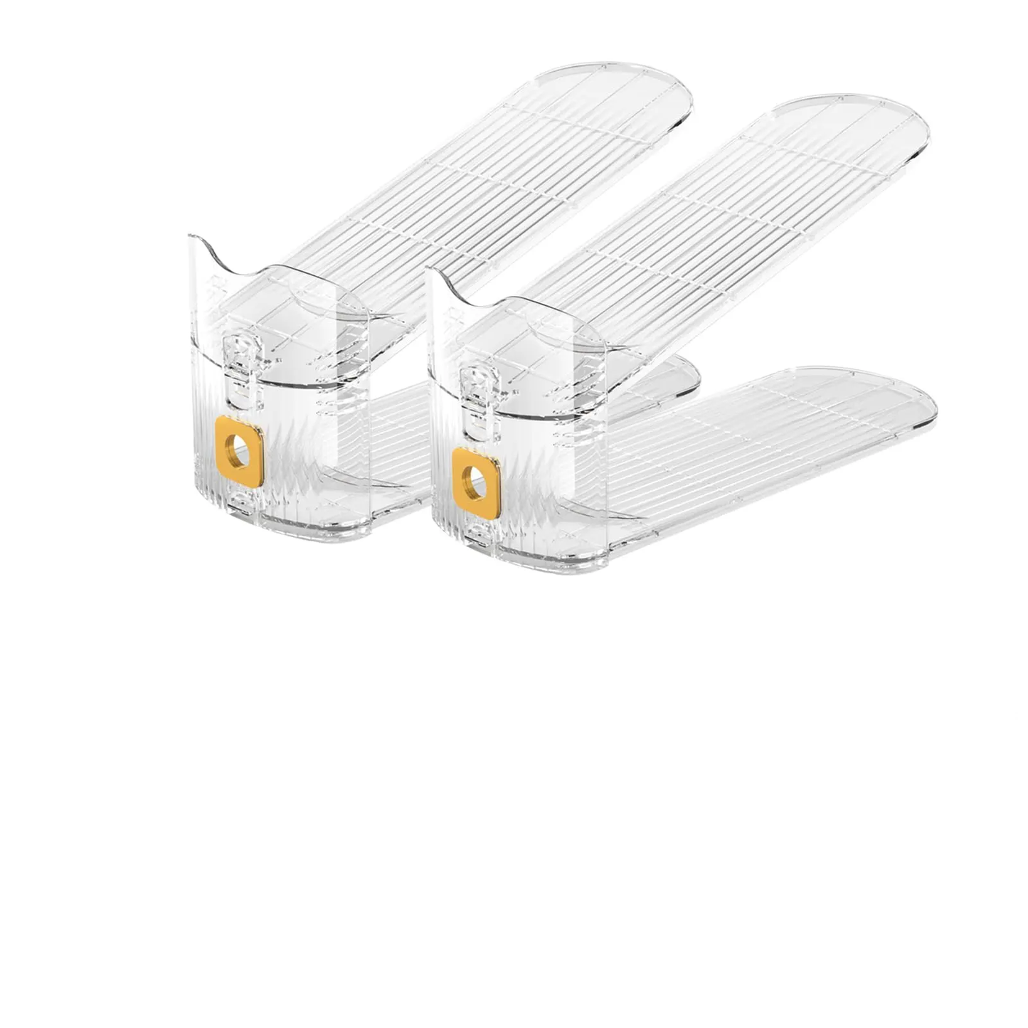 Adjustable Shoe Rack – 2 Pack Clear Shoe Slots Organizers, Space Saver for Closet