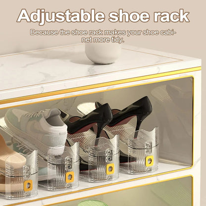 Adjustable Shoe Rack – 2 Pack Clear Shoe Slots Organizers, Space Saver for Closet