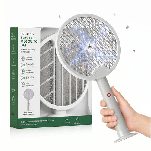 Folding Electric Mosquito Bat – 2-in-1 Portable Bug Zapper Racket & Mosquito Trap