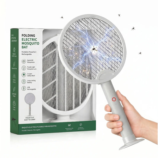 Folding Electric Mosquito Bat – 2-in-1 Portable Bug Zapper Racket & Mosquito Trap