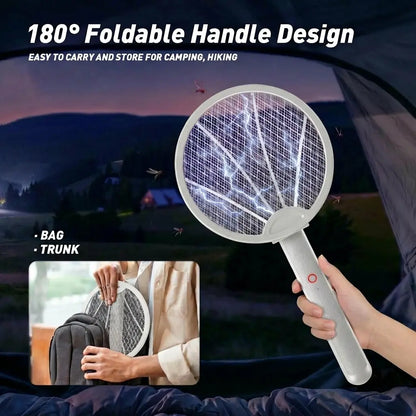 Folding Electric Mosquito Bat – 2-in-1 Portable Bug Zapper Racket & Mosquito Trap