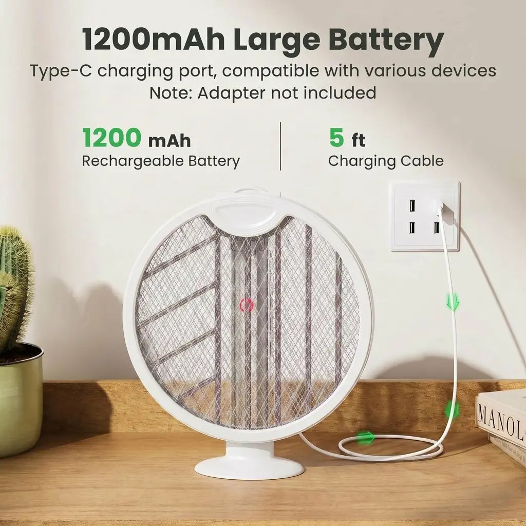 Folding Electric Mosquito Bat – 2-in-1 Portable Bug Zapper Racket & Mosquito Trap