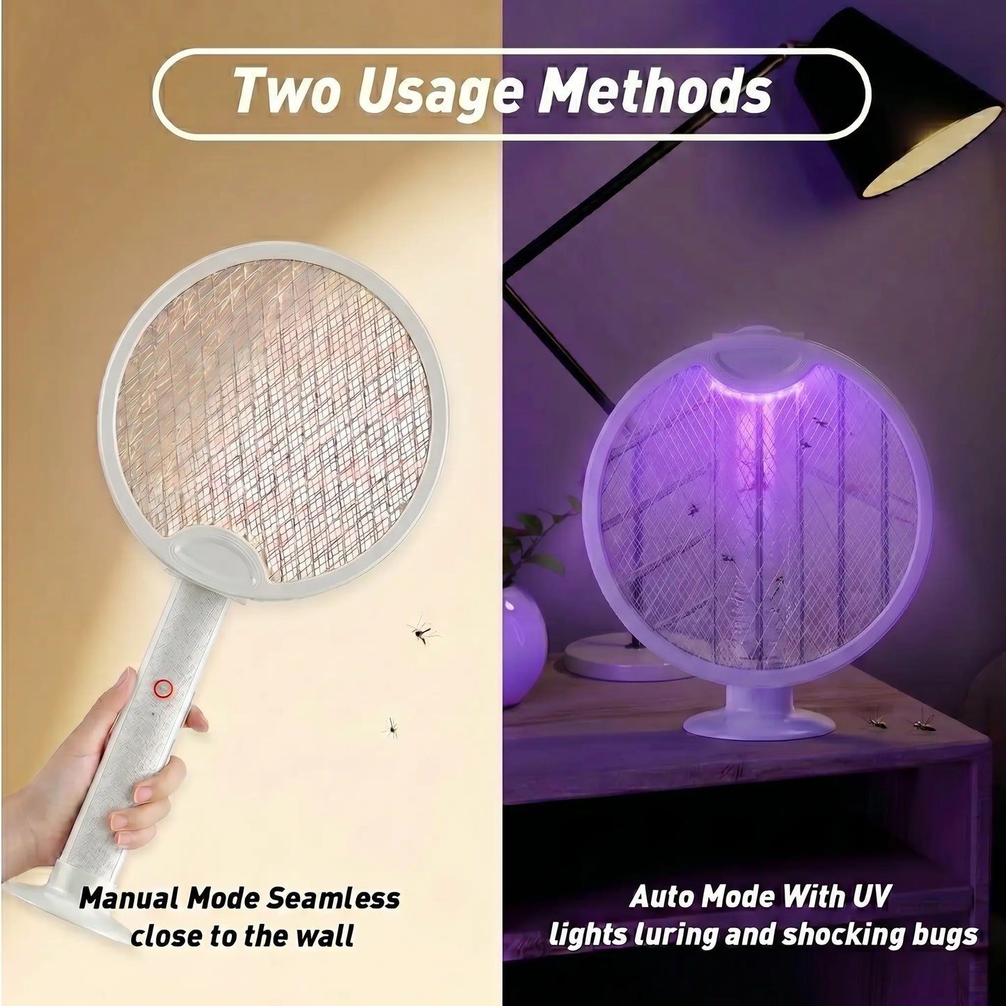 Folding Electric Mosquito Bat – 2-in-1 Portable Bug Zapper Racket & Mosquito Trap