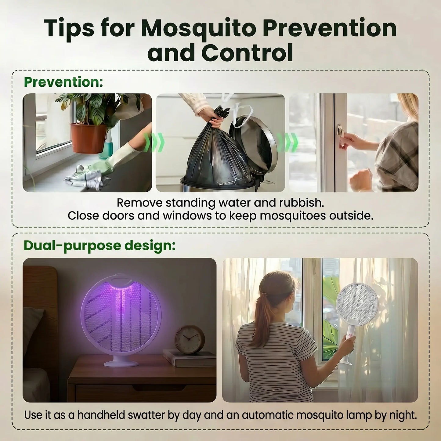 Folding Electric Mosquito Bat – 2-in-1 Portable Bug Zapper Racket & Mosquito Trap