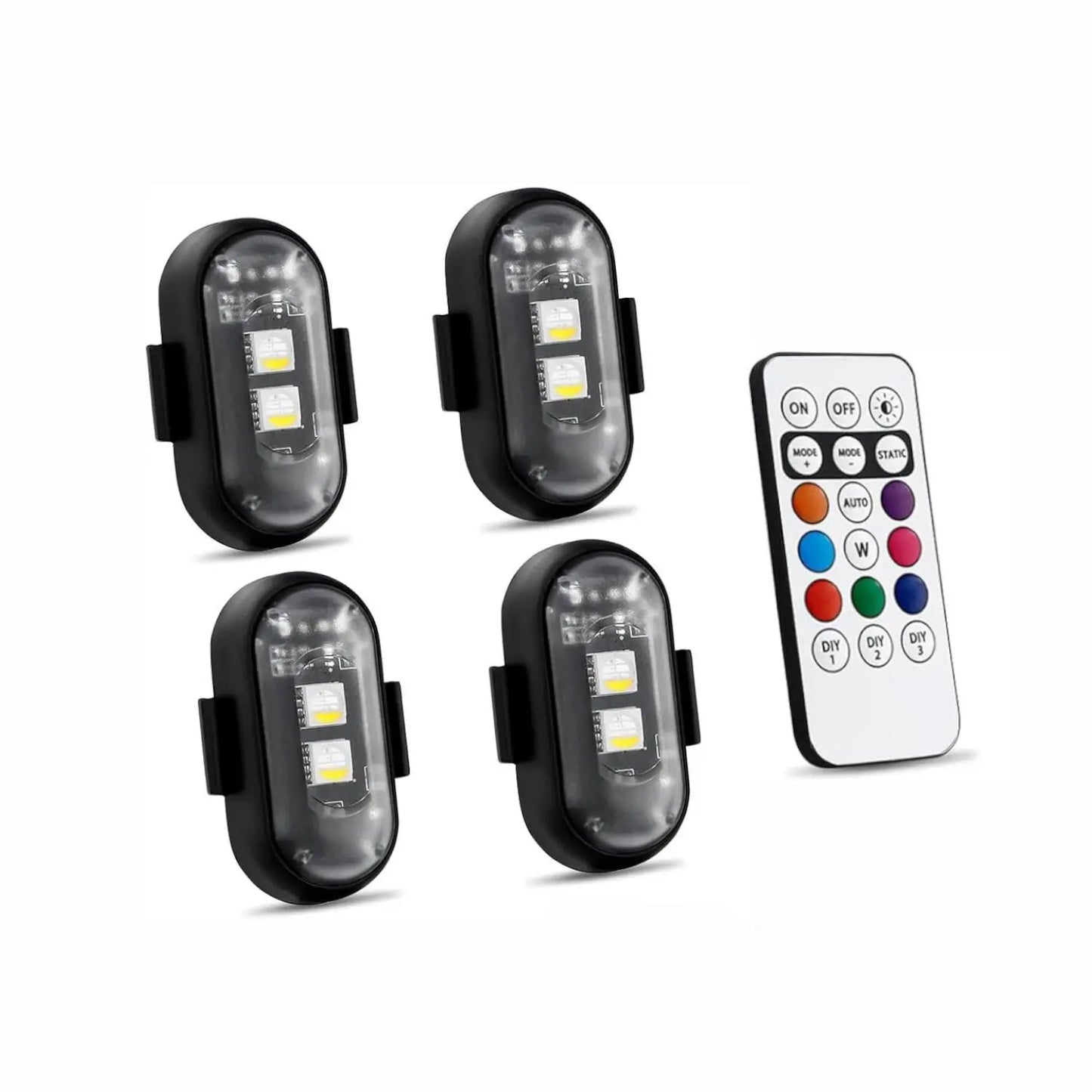 RGB LED Aircraft Strobe Light – Wireless Remote Control, 8 Colors & Multiple Flashing Modes
