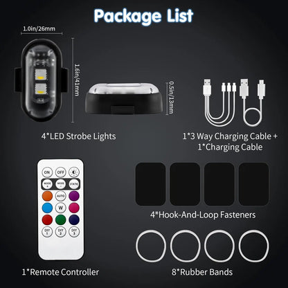 RGB LED Aircraft Strobe Light – Wireless Remote Control, 8 Colors & Multiple Flashing Modes