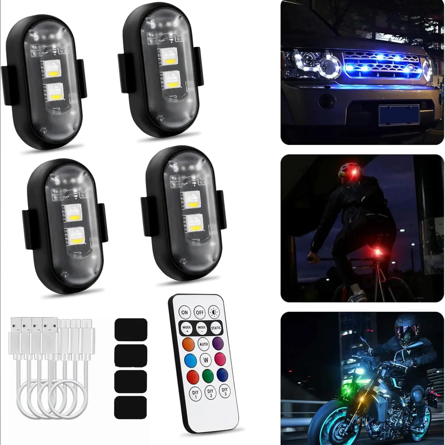 RGB LED Aircraft Strobe Light – Wireless Remote Control, 8 Colors & Multiple Flashing Modes