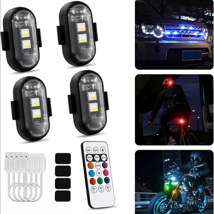 RGB LED Aircraft Strobe Light – Wireless Remote Control, 8 Colors & Multiple Flashing Modes