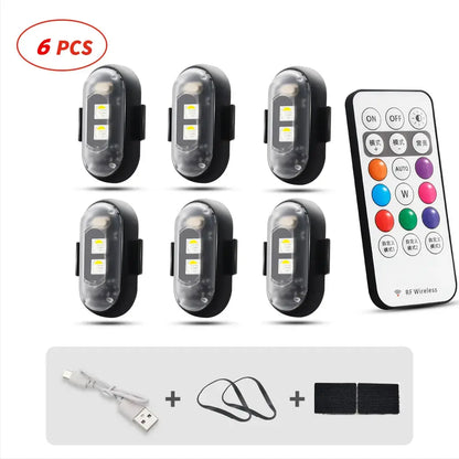 RGB LED Aircraft Strobe Light – Wireless Remote Control, 8 Colors & Multiple Flashing Modes