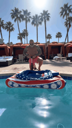 Inflatable Battle Tank Pool Float with Built-In Water Cannon