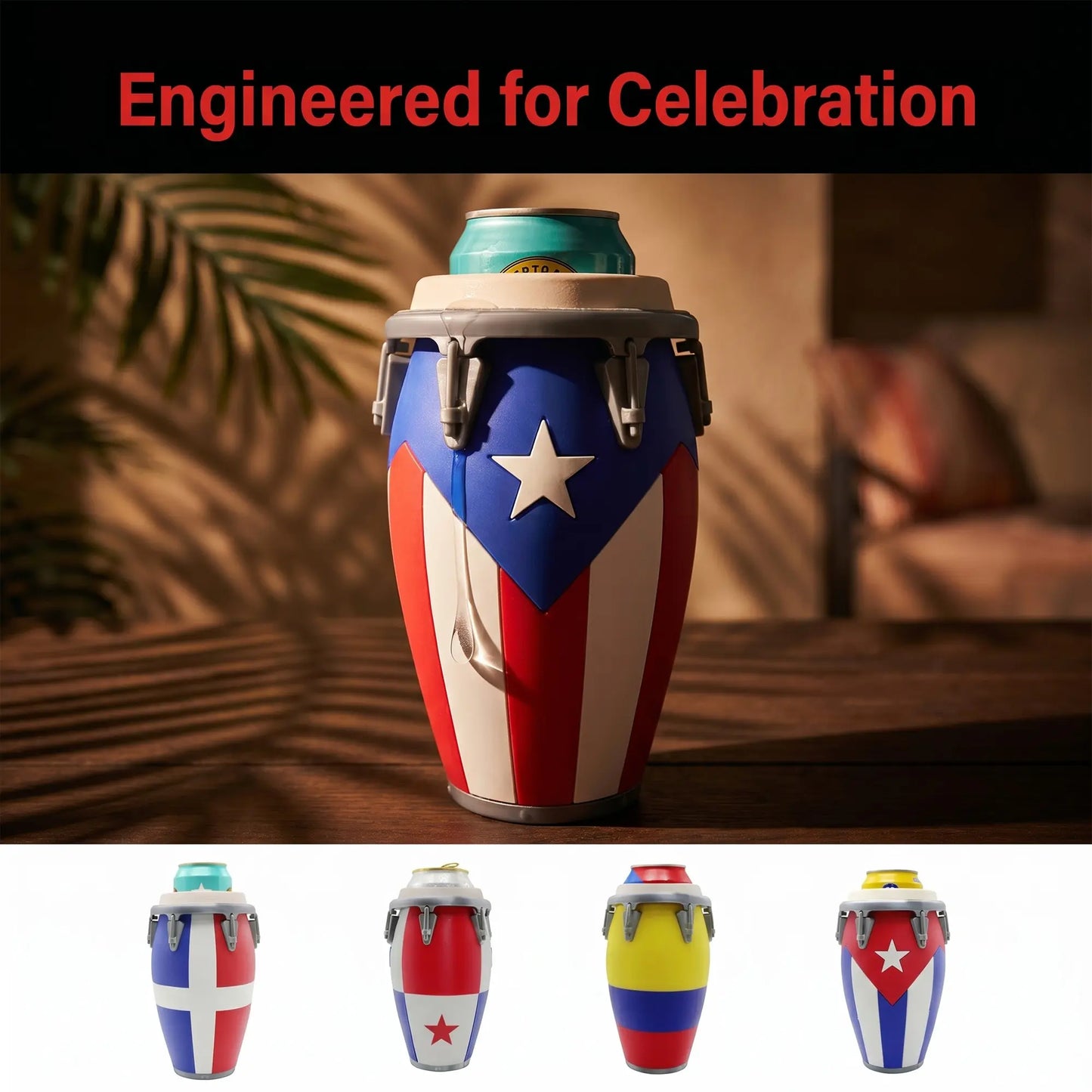 Conga Style Can Holder – 3D Printed 12oz Can Stand, Portable Drink Carrier