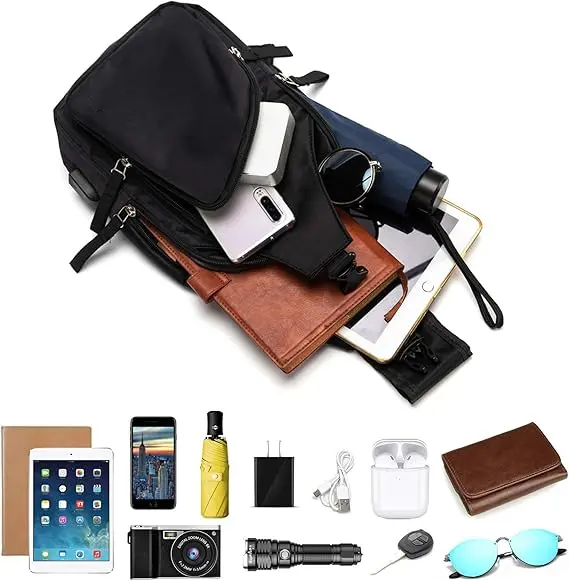 Men's Waterproof Oxford Sling Chest Bag – USB Port & Headphone Jack, Adjustable Straps