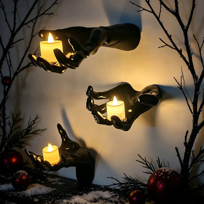 Halloween Decorations – Pack of 3 Creepy Reaching Hands with Lighted Candles