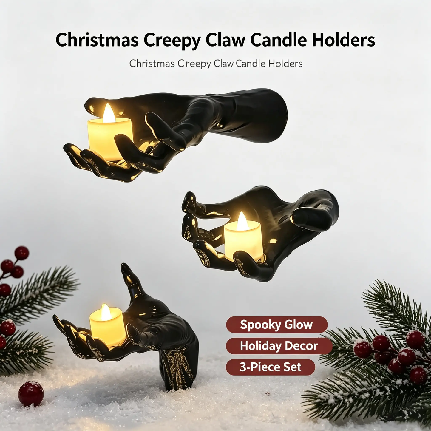 Halloween Decorations – Pack of 3 Creepy Reaching Hands with Lighted Candles