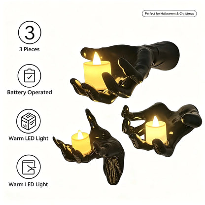 Halloween Decorations – Pack of 3 Creepy Reaching Hands with Lighted Candles