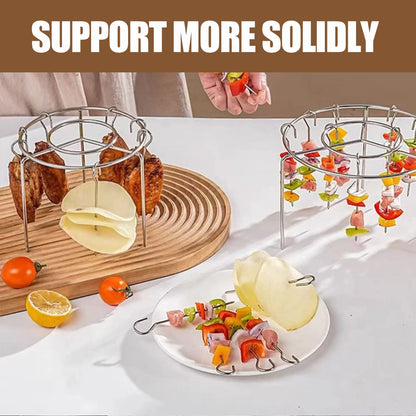 Air Fryer Skewer Rack – 2 Counts Round Grill with Stainless Steel Skewers