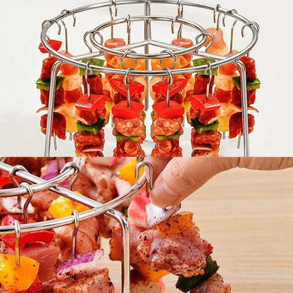 Air Fryer Skewer Rack – 2 Counts Round Grill with Stainless Steel Skewers