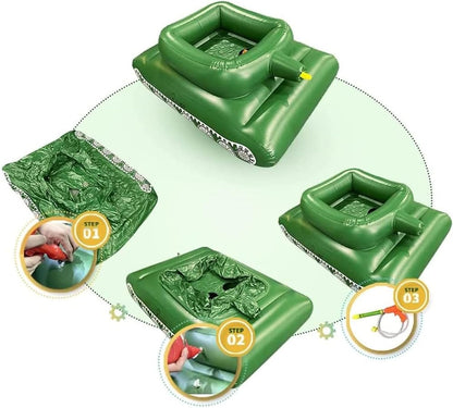 Inflatable Battle Tank Pool Float with Built-In Water Cannon