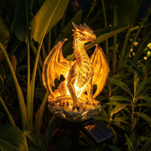 Dragon Legacy Golden Ember Edition Solar Garden Light – Auto Charging Dragon Figurine