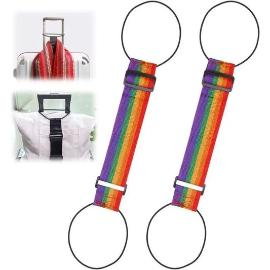 Multi-Use Strong Adjustable Luggage Connector Straps – 2-Pack Rainbow Travel Straps